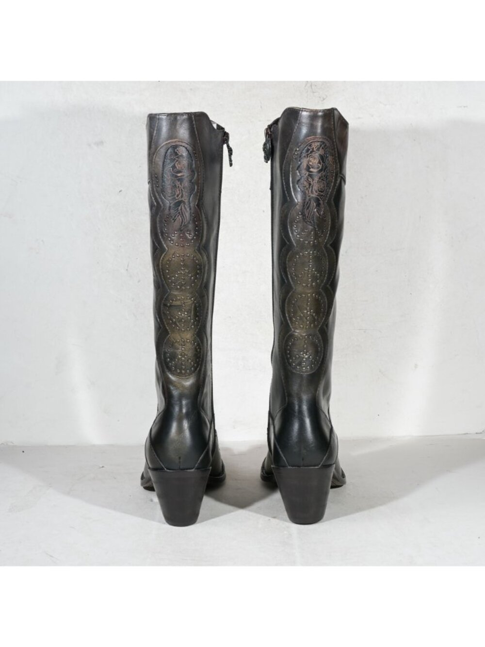 Siren by Mark Nason Becca 69158 Tall Leather Boots Dusk Color Rivets Deadstock W - Picture 4 of 9